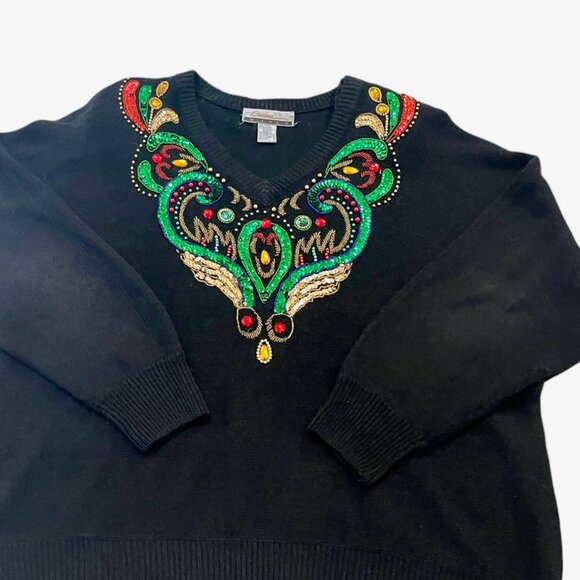 VINTAGE DIANA MARCO Sequined SWEATER - Picture 10 of 16